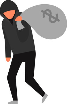 Male thief icon, robber cartoon characters committing crimes vector Illustrations on a transparent background