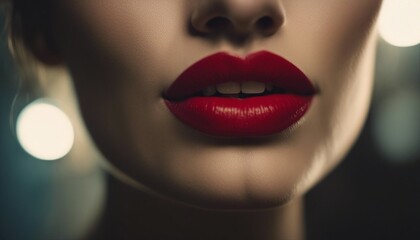 woman with red lips close-up