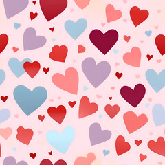 Seamless pattern with watercolor colorful hearts. Vector illustration. Hand drawn.