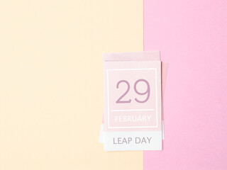 February 29th calendar for February 29. Leap year, intercalary day, bissextile.