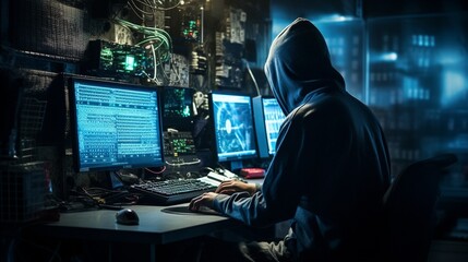 Hacker in a Cyber Attack