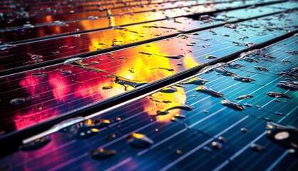 Solar panel close-up. Photovoltaic modules for innovation green energy. - obrazy, fototapety, plakaty