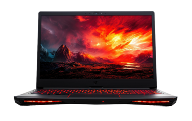 Potent Gaming Laptop on Transparent Background