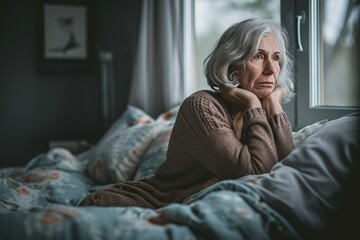 Obraz premium Elderly Loneliness and Health Struggles,Sad Senior Citizen Facing Life's Challenges