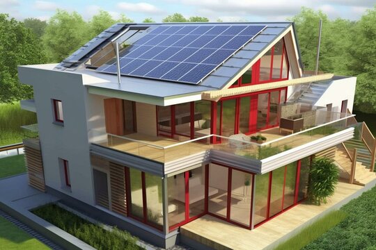 Energy-efficient house planning by architectural office. Generative AI