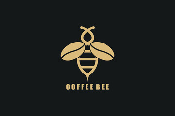 coffee logo design with bee logo concept modern - obrazy, fototapety, plakaty