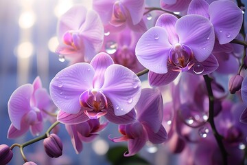 Beautiful Purple Orchids with Raindrops