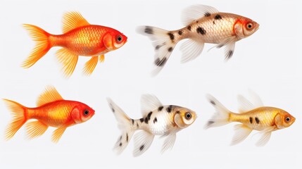 Set of Cute Fishes Sticker - Fish Clipart on Isolated Background

