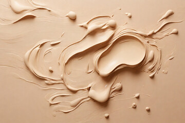 Cosmetic smears of creamy texture on a beige background - obrazy, fototapety, plakaty