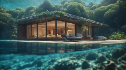 Obraz premium Home in Underwater Background Very cool