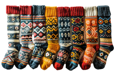 Cozy Thermal Socks Set on Transparent Background