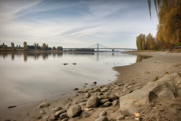 Obraz premium An image showcasing the beautiful scenery of Richmond, BC with the mesmerizing Fraser River. Generative AI