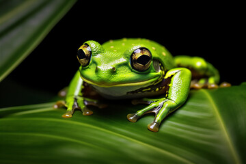 Obraz premium green tree frog in close up