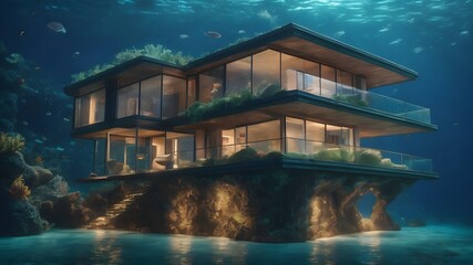 Obraz premium Home in Underwater Background Very cool