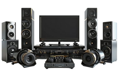 Stylish Sophisticated Home Theater on Transparent Background