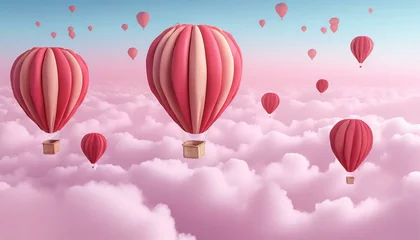 Papier Peint photo Montgolfière Elevated Dreams: Hot Air Balloons Drift Gracefully Beyond Cloudscape"