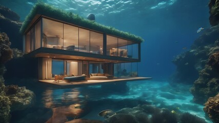 Obraz premium Home in Underwater Background Very cool