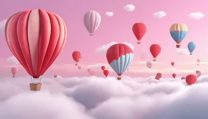 Papier Peint photo Lavable Montgolfière Cloud-Hoppers: Spectacular Views as Hot Air Balloons Ascend"