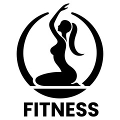 Woman Fitness logo vector art illustration black color