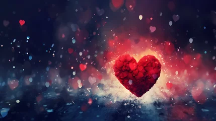Fotobehang Valentine's Day, love and romance background, background with heart shapes © Derby