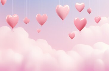 Happy valentines day background with love hearts decor. Joyful valentines day wishes card with papercut clouds design. Valentine's day card with hearts.