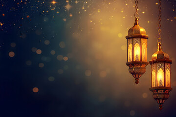 Fototapeta na wymiar Arabic lanterns Light Lamp. golden color. Islamic Ramadan Kareem, iftar festival or Eid Mubarak banner background