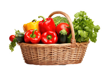Vegetables in Basket Isolated on transparent background. Generative AI