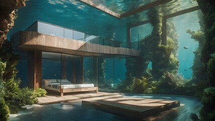 Obraz premium Home in Underwater Background Very cool