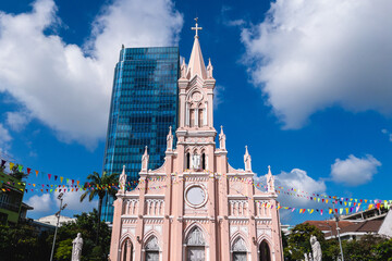 Da Nang Cathedral, the pink church, located in Danang, Vietnam