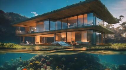 Home in Underwater Background Very cool