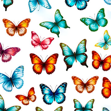 Pattern of butterflies of colorful flowers