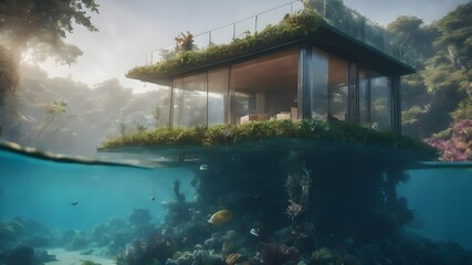 Home in Underwater Background Very cool