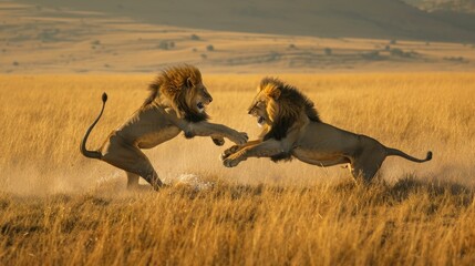 Majestic Lions Roaming the Savanna - Capturing Wildlife in Action