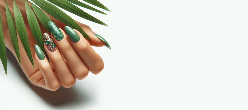 green and white nail art - SoNailicious