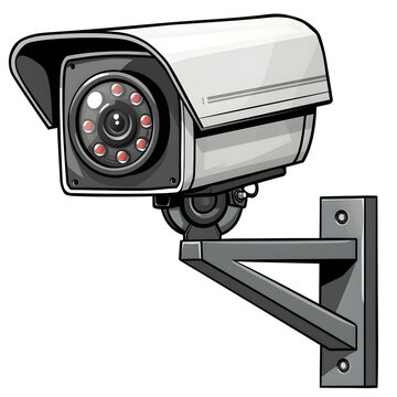 Home security camera on a wall isolated on white background, pop-art, png
