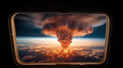 Astronaut's view of a nuclear explosion from the International Space Station - obrazy, fototapety, plakaty
