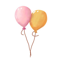 Pink and yellow balloons clip art.