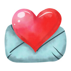 red heart with blue envelope,love letter 