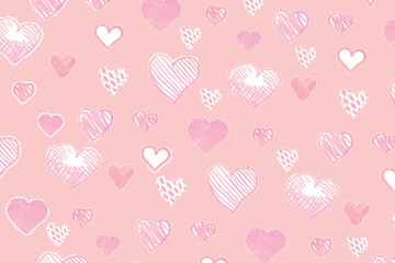 Vector love heart pattern, vector hand drawn Valentine's Day pattern, Valentine's Day background.