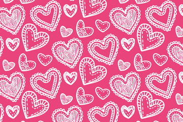 Vector love heart pattern, vector hand drawn Valentine's Day pattern, Valentine's Day background.