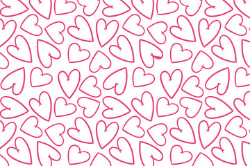 Vector love heart pattern, vector hand drawn Valentine's Day pattern, Valentine's Day background.
