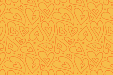Vector love heart pattern, vector hand drawn Valentine's Day pattern, Valentine's Day background.