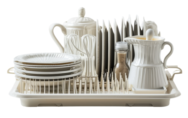 Tough Plastic Dinnerware Rack on Transparent Background