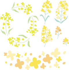 Gordijnen Trendy bloemen シンプルにデフォルメした春らしい菜の花のカラーイラストセット  © yamasannge