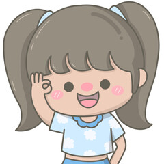 cute little pastel long hair girl hand gesture sign okay