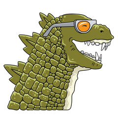 vector illustration of dinosaur in sunglasses for kid clothing design