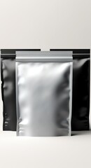 Aluminum Foil Packaging Mockup isolated. Food Blank foil bags mockup isolated. Blank Food Pouch Aluminum Foil Pack Mockup. Mockup.
