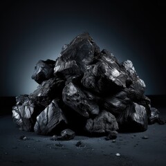 coal isolated on black background