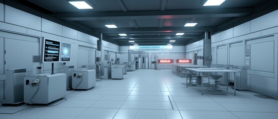 Obraz premium Busy Room With Many Appliances and Tables for Various Tasks and Activities