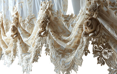 Lace Curtain Drapes on Transparent Background